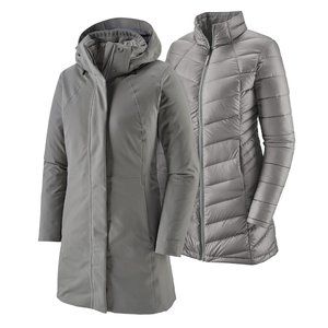 New Light Gray Patagonia Women's Tres Insulated 3-in-1 Parka/Rain Jacket, XS